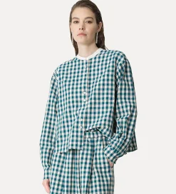 Hot forte_forte camicia serafino in vichy peacock