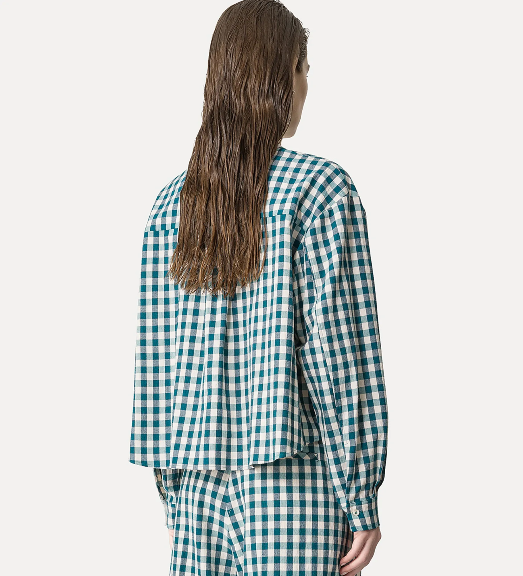 Hot forte_forte camicia serafino in vichy peacock