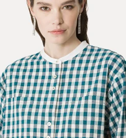 Hot forte_forte camicia serafino in vichy peacock