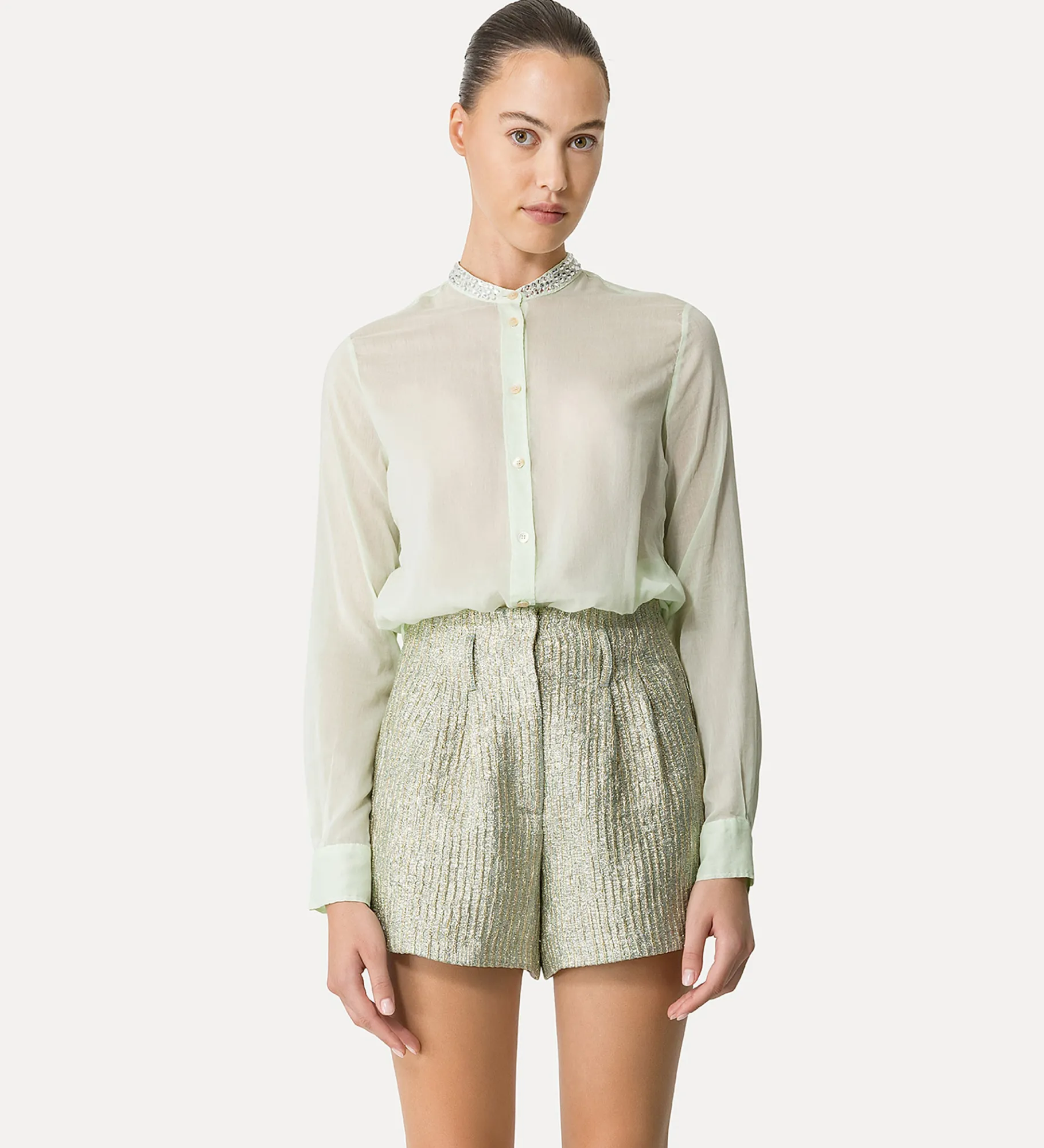 New forte_forte camicia serafino in voile mint