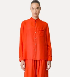 Best forte_forte camicia seta collo coreana papavero