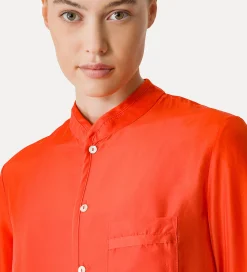 Best forte_forte camicia seta collo coreana papavero