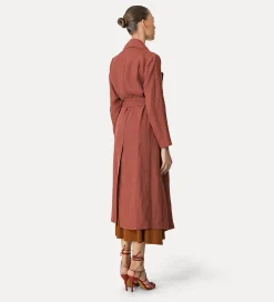 Outlet forte_forte cappotto con cintura in tela di lino cacao