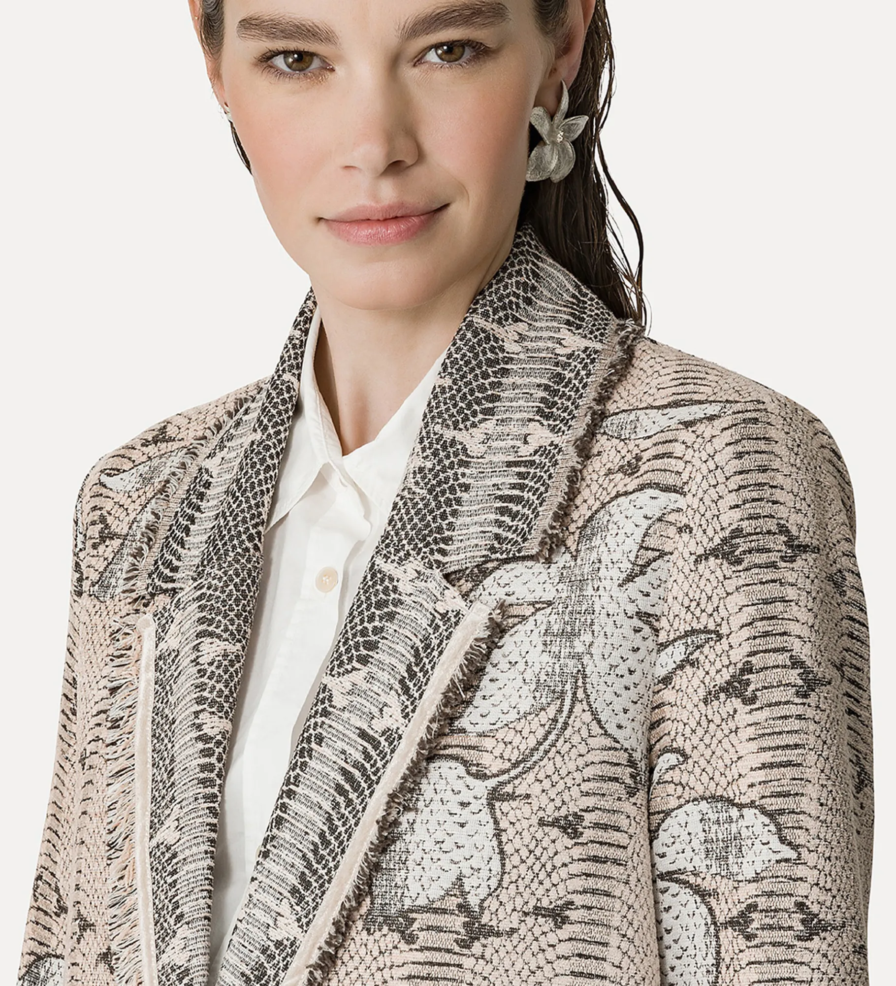 Outlet forte_forte cappotto jacquard “dune lily” cipria