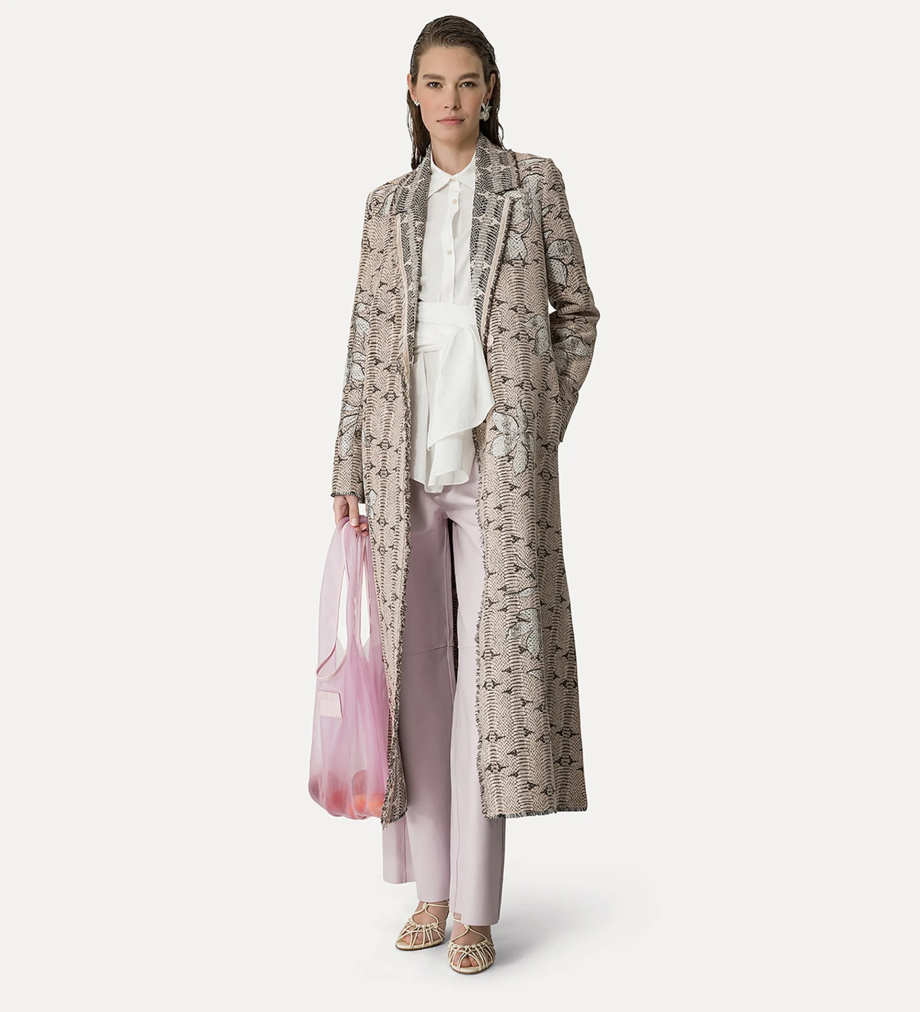 Outlet forte_forte cappotto jacquard “dune lily” cipria