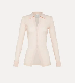 Fashion forte_forte cardigan polo in lana merinos ivory