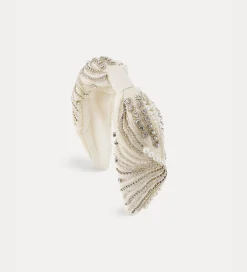 Best forte_forte cerchietto a fascia con strass ivory