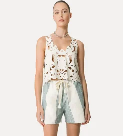Fashion forte_forte crop top in pelle vegana “poetic orchid” orchidea