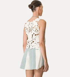 Fashion forte_forte crop top in pelle vegana “poetic orchid” orchidea