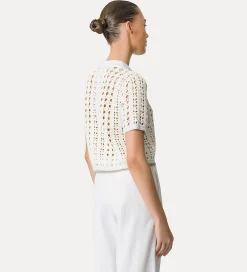 Fashion forte_forte cropped polo a uncinetto giglio