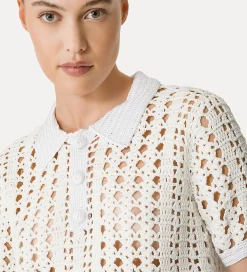 Fashion forte_forte cropped polo a uncinetto giglio