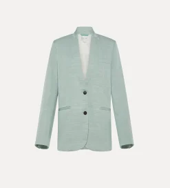 Online forte_forte giacca senza collo in misto lino azzurro breeze