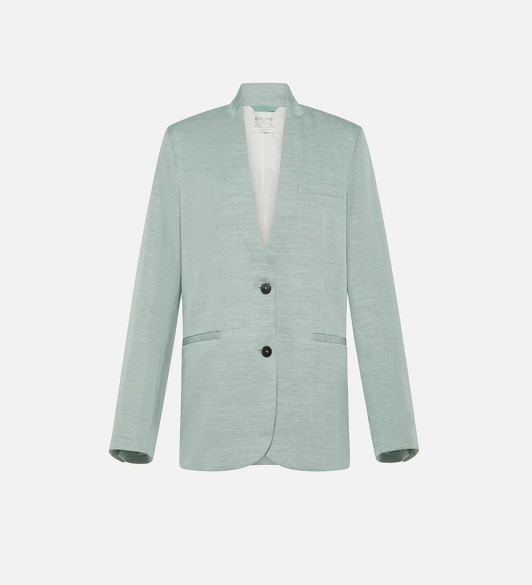 Online forte_forte giacca senza collo in misto lino azzurro breeze