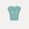 Clearance forte_forte gilet donna cotone con cristalli acqua