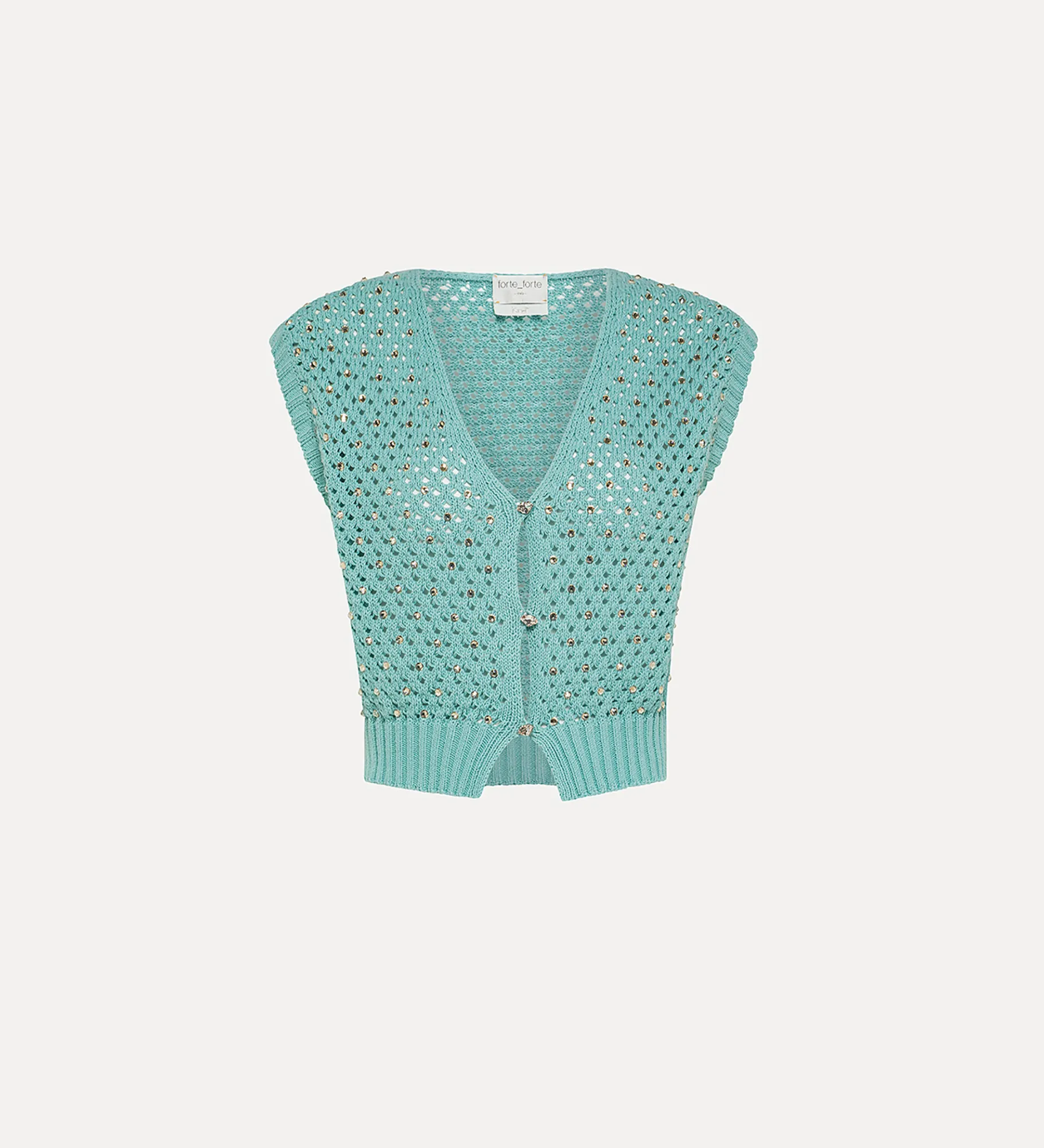 Clearance forte_forte gilet donna cotone con cristalli acqua