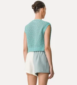 Clearance forte_forte gilet donna cotone con cristalli acqua