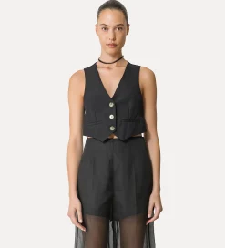 Fashion forte_forte gilet fil à fil donna noir