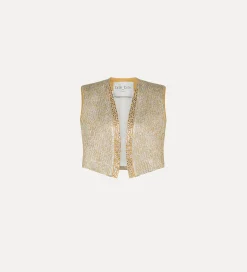 Best forte_forte gilet jacquard con lurex “twinkle” gold