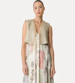 Best forte_forte gilet jacquard con lurex “twinkle” gold
