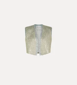 Hot forte_forte gilet jacquard con strass twinkle
