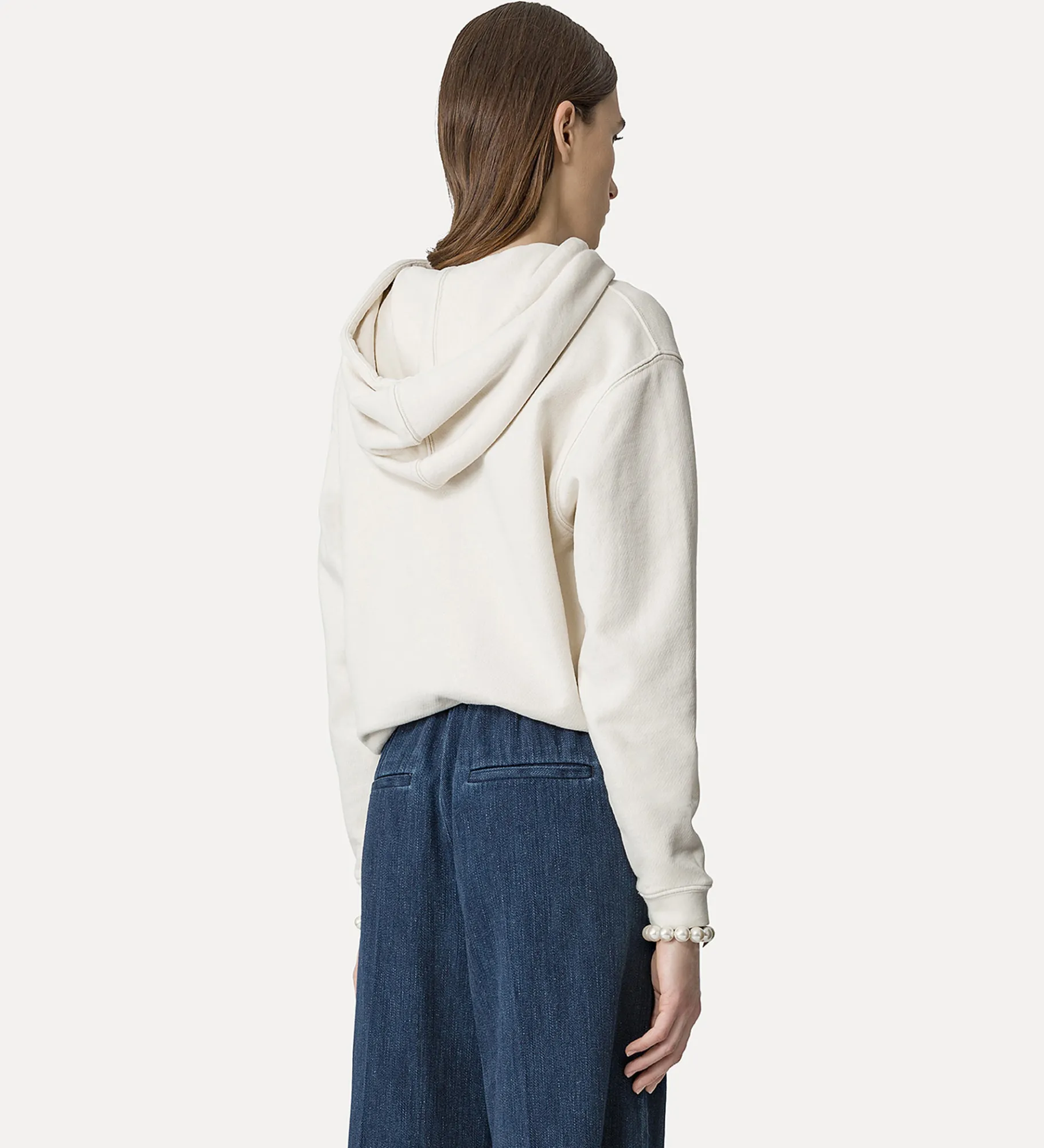 Fashion forte_forte hoodie essential felpa diagonale cotone ivory