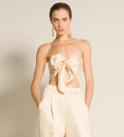 New forte_forte il bustier con fusciacca in contemporary duchesse avorio