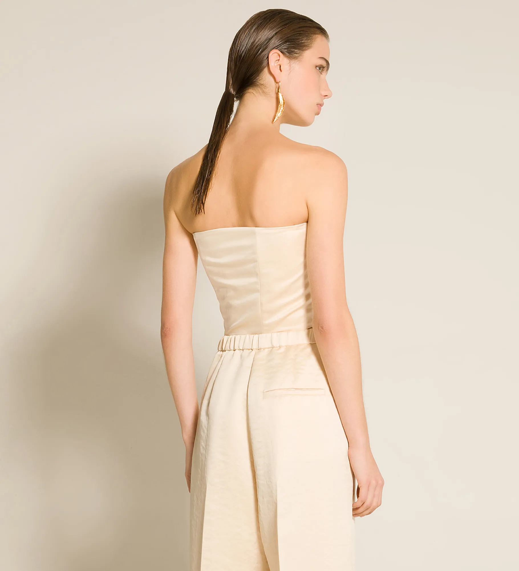 New forte_forte il bustier con fusciacca in contemporary duchesse avorio