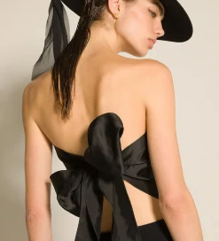 Outlet forte_forte il bustier con fusciacca in contemporary duchesse nero