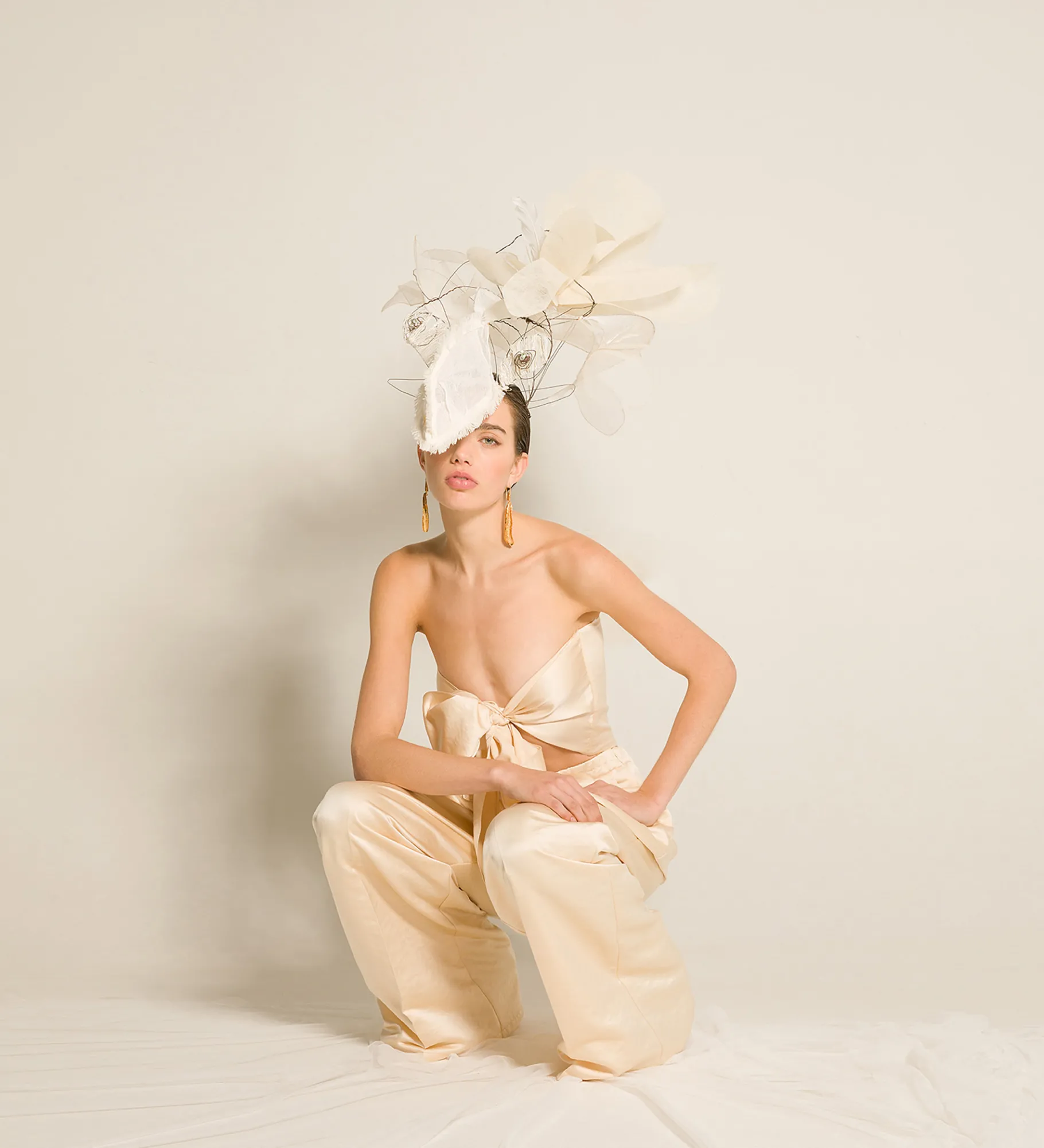 New forte_forte il bustier con fusciacca in contemporary duchesse avorio