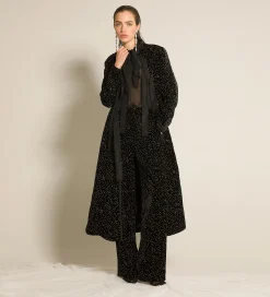 New forte_forte il cappotto in velluto pois glitter trapuntato nero