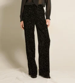 New forte_forte il pantalone chic in velluto pois glitter nero