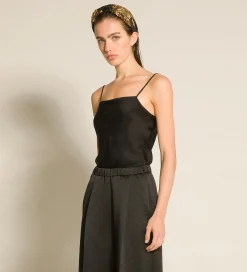 Discount forte_forte il top in raso enver satin nero