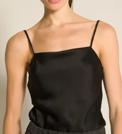 Discount forte_forte il top in raso enver satin nero