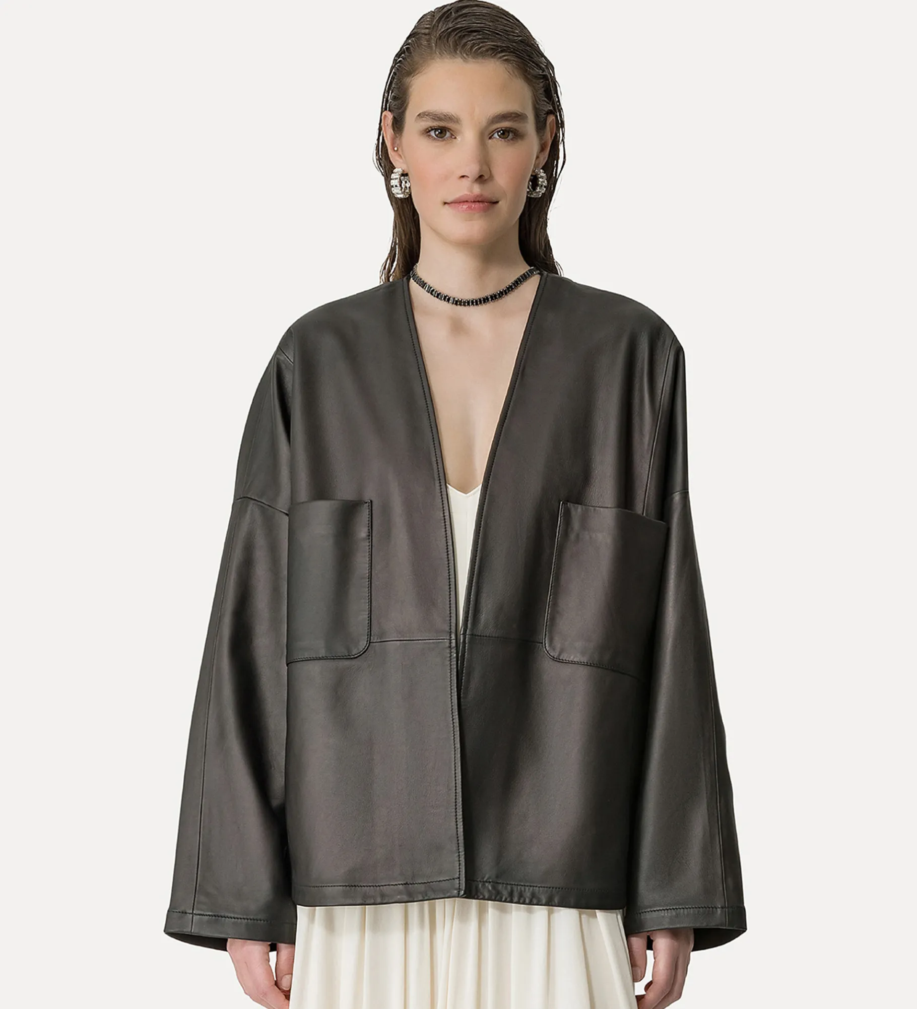 Hot forte_forte kimono in nappa abisso