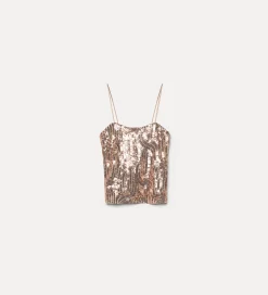 Hot forte_forte la bralette chic in micro–paillettes rose