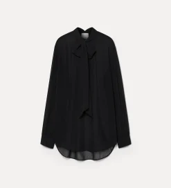 Outlet forte_forte la camicia con fiocco in georgette di seta nero