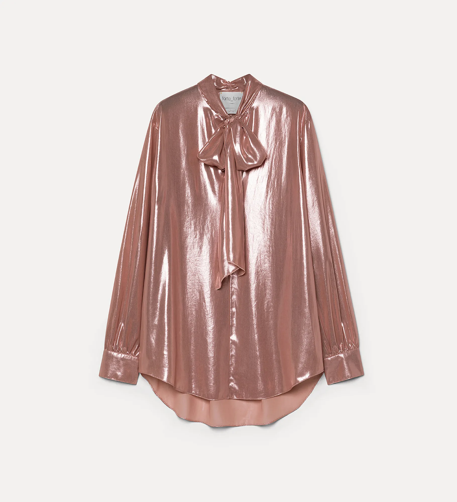 New forte_forte la camicia con fiocco in georgette laminata rose