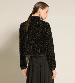 Sale forte_forte la giacca in velluto pois glitter trapuntato nero
