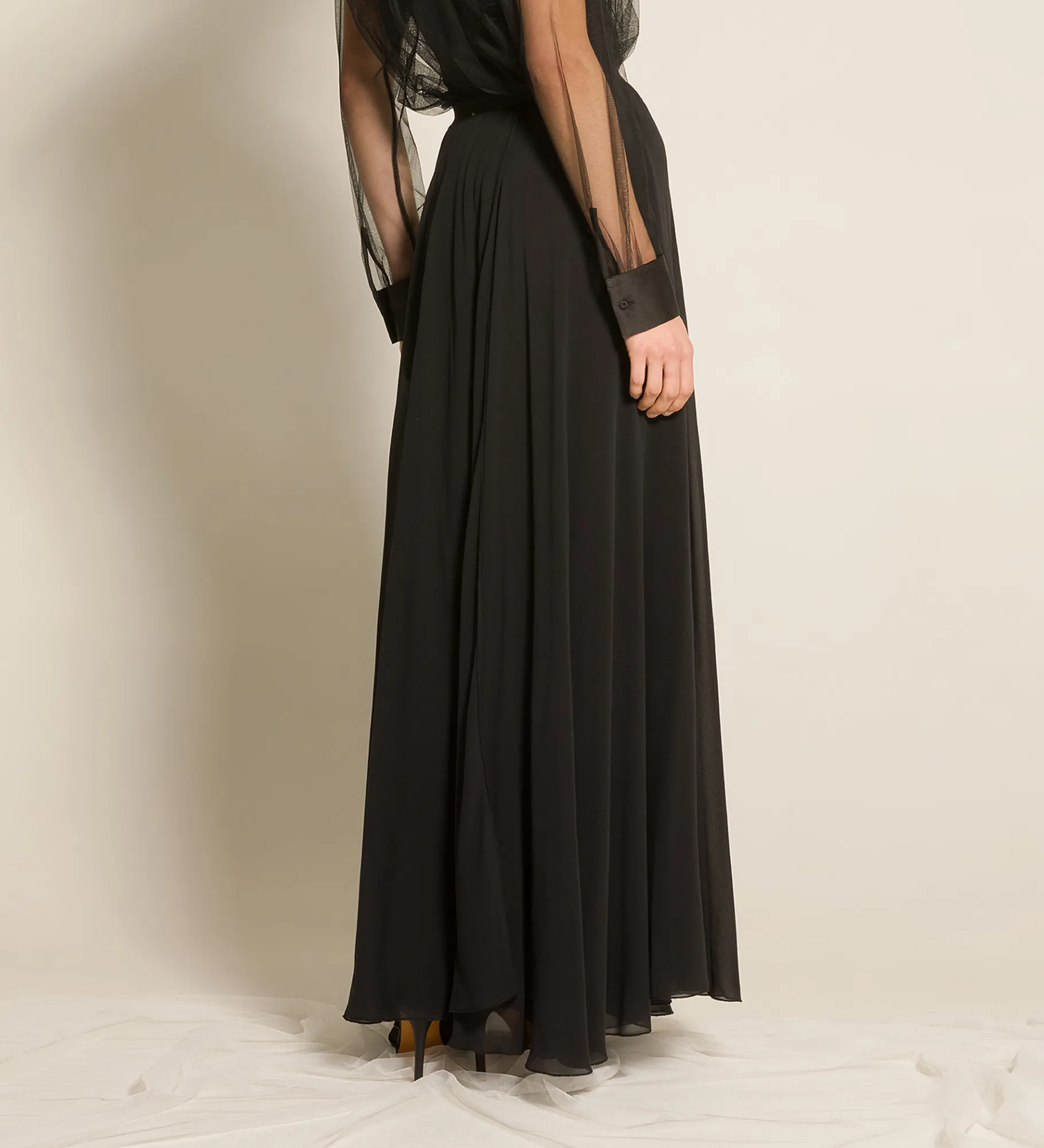 Discount forte_forte la gonna in georgette di seta nero