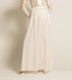 Hot forte_forte la gonna in georgette laminata light gold