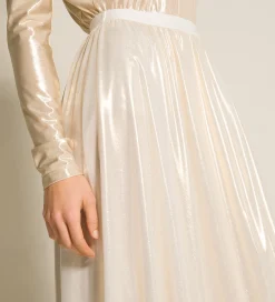 Hot forte_forte la gonna in georgette laminata light gold