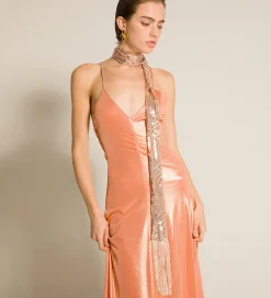 Hot forte_forte la sciarpa sottile in micro–paillettes rose