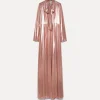 Sale forte_forte l’abito con fiocco in georgette laminata rose