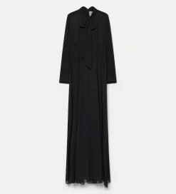 Online forte_forte l’abito con fiocco in georgette di seta nero