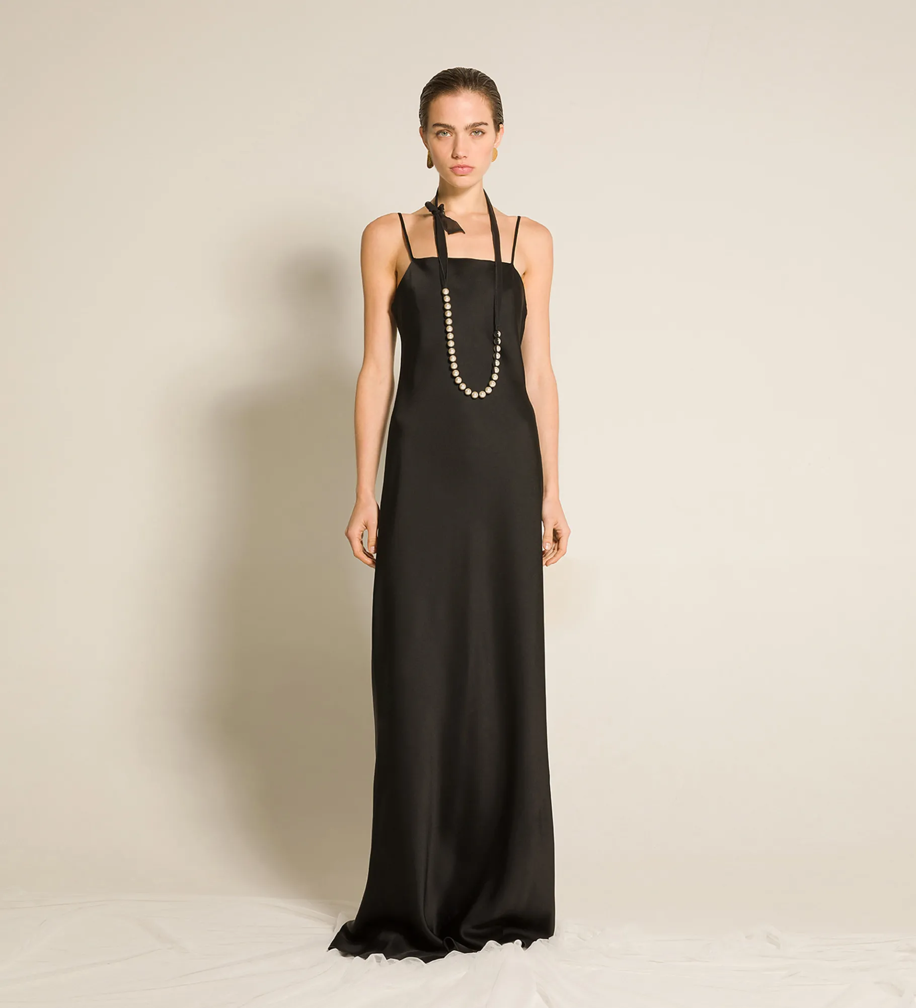 Hot forte_forte lo slip dress in raso enver satin nero