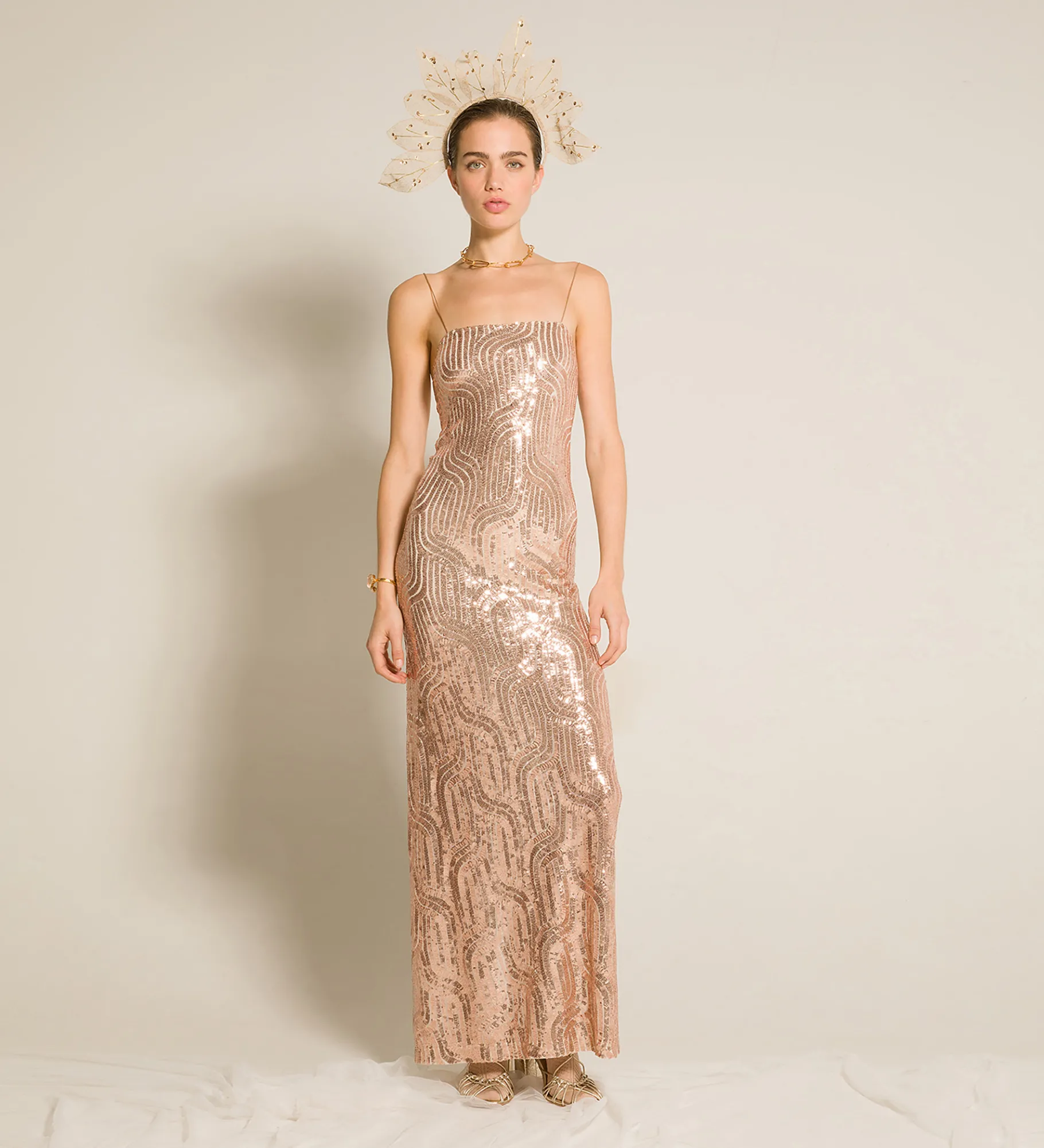 New forte_forte l'abito chic in micro–paillettes rose