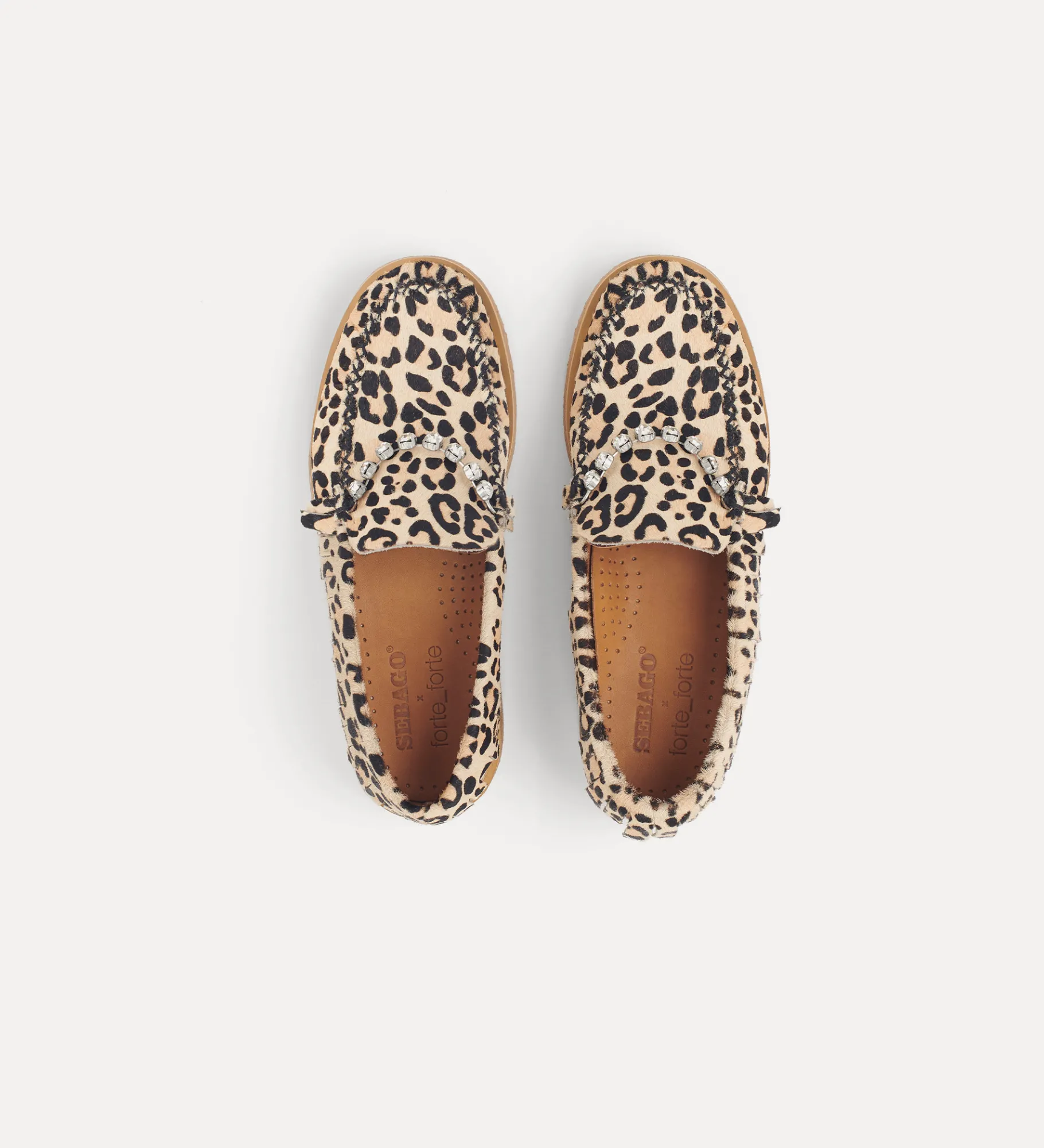Fashion forte_forte mocassino in cavallino animalier con strass animalier