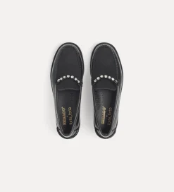 Outlet forte_forte mocassino in vitello e cavallino con strass nero
