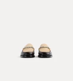 Outlet forte_forte mocassino in vitello e cavallino con strass burgundy