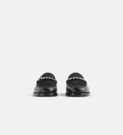 Outlet forte_forte mocassino in vitello e cavallino con strass nero